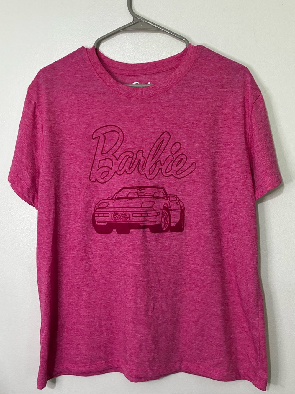 Barbie Hot Pink Graphic Tee with Car Motif
